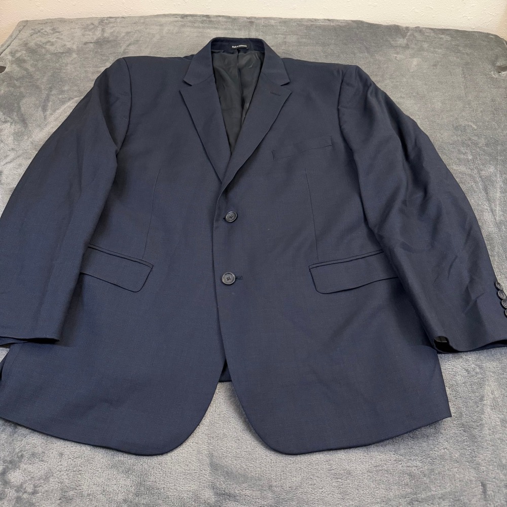 Pronto Uomo Platinum Suit Jacket Mens 48 Regular Navy Blue Wool Two Button